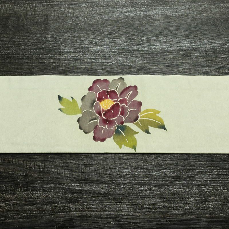 名古屋帯 太鼓柄 正絹 花柄 名古屋仕立て なごや帯 リサイクル帯 帯 シンプル 緑・うぐいす色_画像13