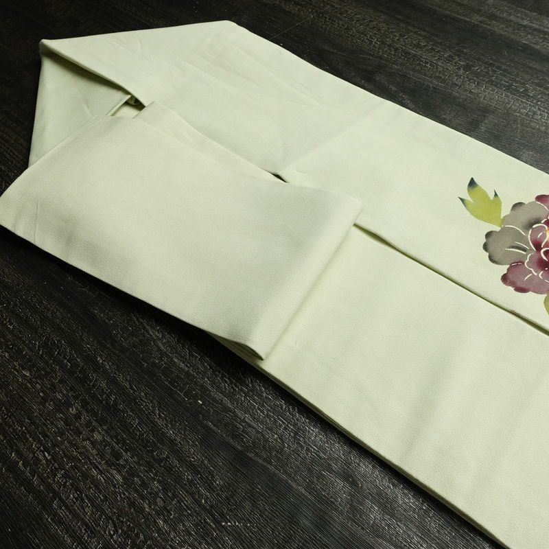 名古屋帯 太鼓柄 正絹 花柄 名古屋仕立て なごや帯 リサイクル帯 帯 シンプル 緑・うぐいす色_画像21