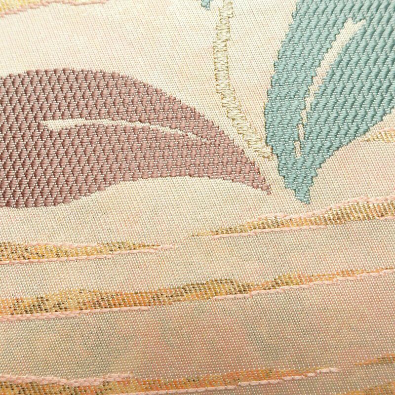 名古屋帯 太鼓柄 良品 正絹 花柄 名古屋仕立て なごや帯 リサイクル帯 帯 箔 上品 ピンク_画像4