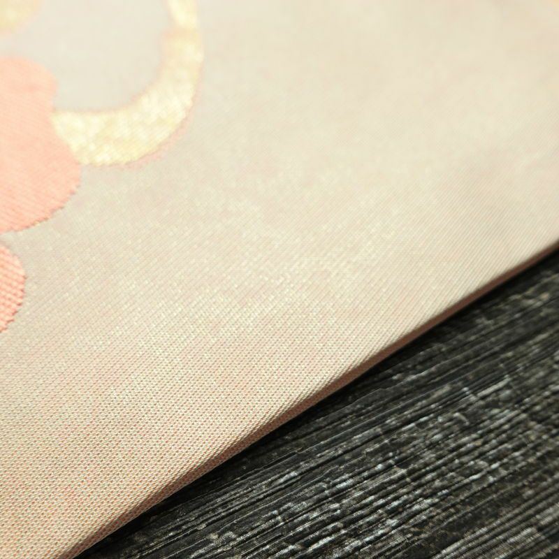 名古屋帯 太鼓柄 良品 正絹 花柄 名古屋仕立て なごや帯 リサイクル帯 帯 箔 上品 ピンク_画像12