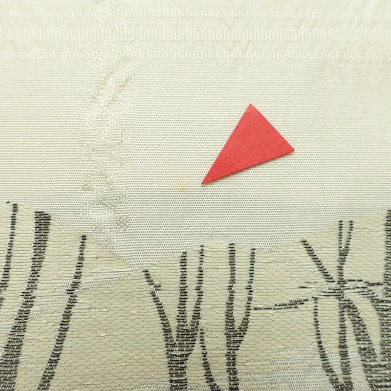 名古屋帯 六通柄 正絹 木の葉・植物柄 名古屋仕立て なごや帯 リサイクル帯 帯 白_画像7