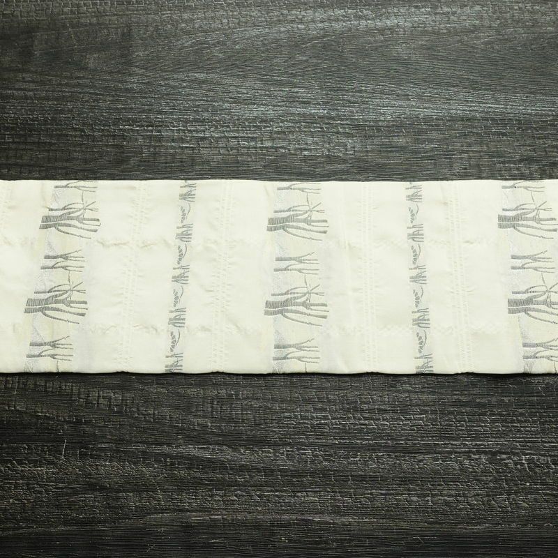 名古屋帯 六通柄 正絹 木の葉・植物柄 名古屋仕立て なごや帯 リサイクル帯 帯 白_画像12