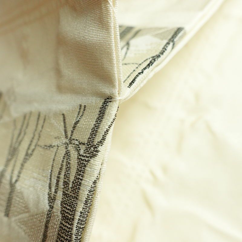 名古屋帯 六通柄 正絹 木の葉・植物柄 名古屋仕立て なごや帯 リサイクル帯 帯 白_画像20