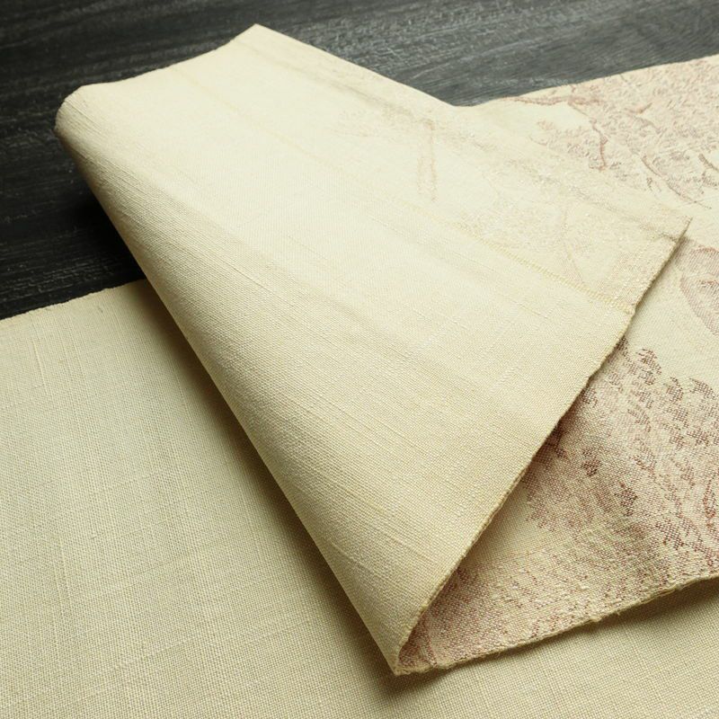 名古屋帯 太鼓柄 良品 正絹 風景柄 通し仕立て なごや帯 リサイクル帯 帯 紬地 ベージュ_画像9