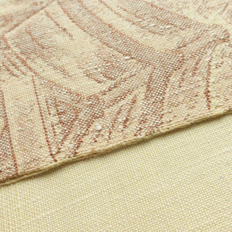 名古屋帯 太鼓柄 良品 正絹 風景柄 通し仕立て なごや帯 リサイクル帯 帯 紬地 ベージュ_画像12