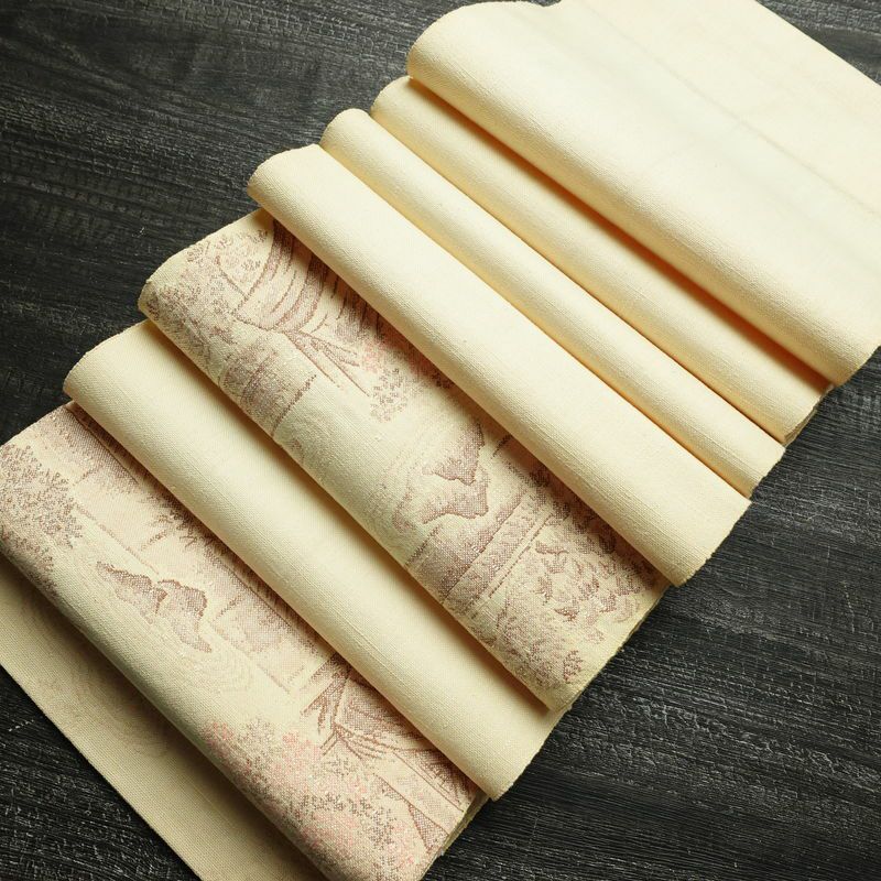 名古屋帯 太鼓柄 良品 正絹 風景柄 通し仕立て なごや帯 リサイクル帯 帯 紬地 ベージュ_画像17