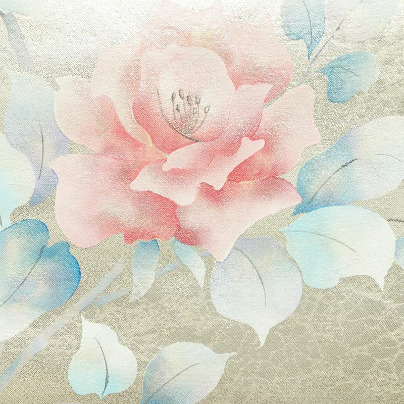 名古屋帯 太鼓柄 正絹 花柄 名古屋仕立て なごや帯 リサイクル帯 帯 箔 金・銀_画像2