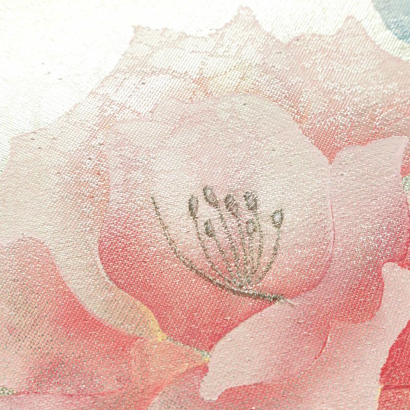 名古屋帯 太鼓柄 正絹 花柄 名古屋仕立て なごや帯 リサイクル帯 帯 箔 金・銀_画像3