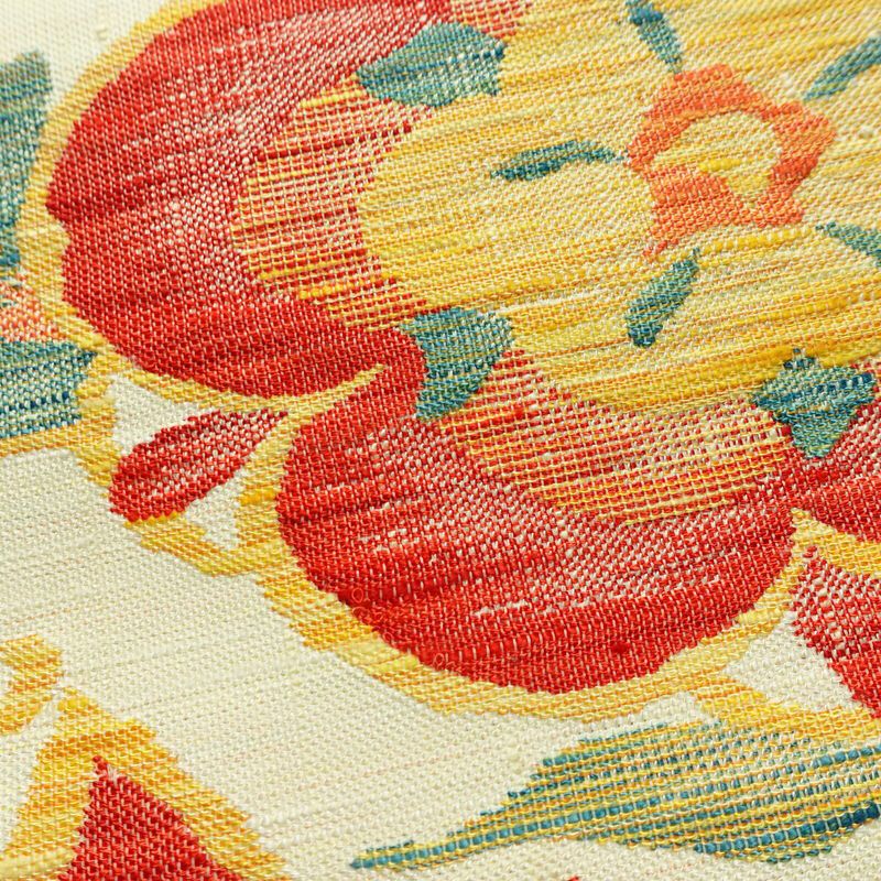 名古屋帯 六通柄 良品 正絹 花柄 松葉仕立て なごや帯 リサイクル帯 帯 紬地 クリーム_画像3