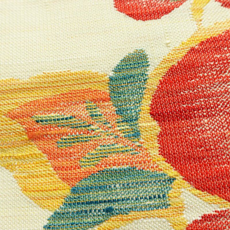 名古屋帯 六通柄 良品 正絹 花柄 松葉仕立て なごや帯 リサイクル帯 帯 紬地 クリーム_画像7