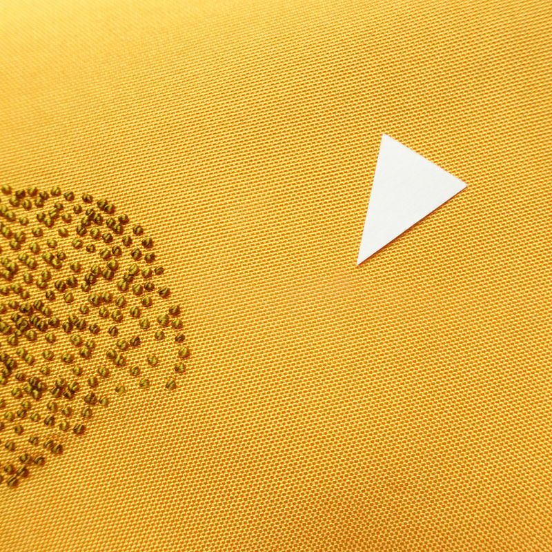 名古屋帯 太鼓柄 相良刺繍 正絹 木の葉・植物柄 名古屋仕立て なごや帯 リサイクル帯 帯 シンプル 洒落 黄・黄土色_画像12