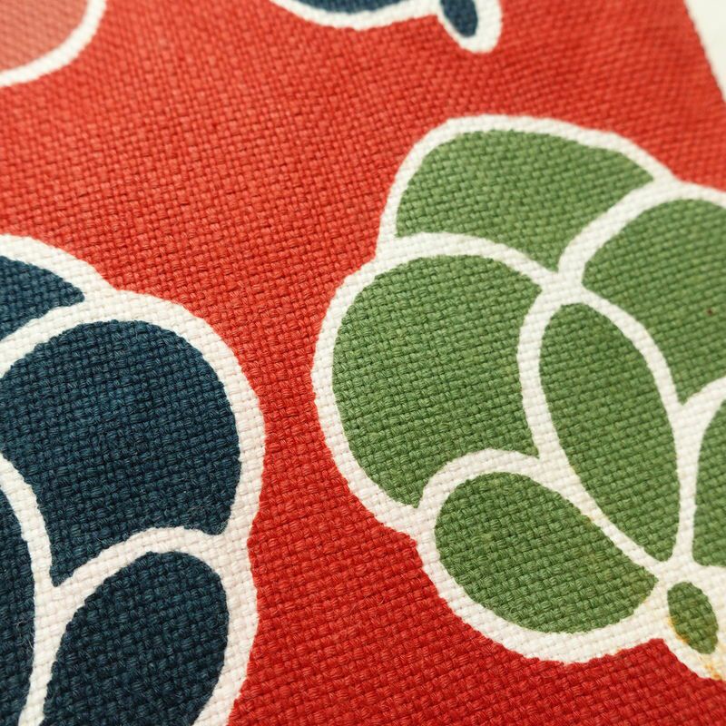 名古屋帯 全通柄 正絹 花柄 名古屋仕立て なごや帯 リサイクル帯 帯 モダン 赤・朱_画像6