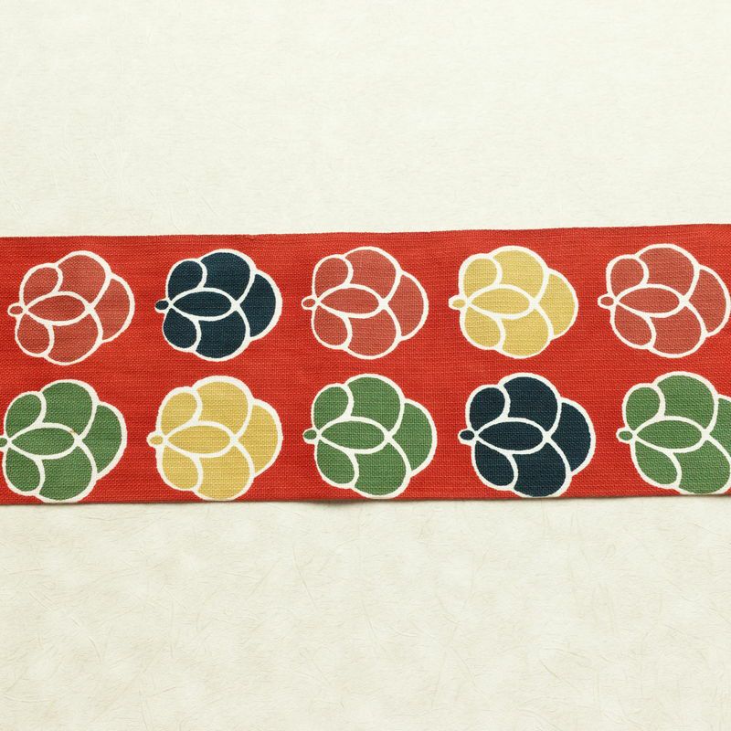名古屋帯 全通柄 正絹 花柄 名古屋仕立て なごや帯 リサイクル帯 帯 モダン 赤・朱_画像14