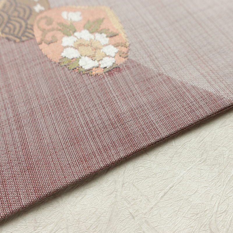 名古屋帯 太鼓柄 良品 正絹 古典柄 名古屋仕立て なごや帯 リサイクル帯 帯 シンプル 洒落 紫・藤色_画像12