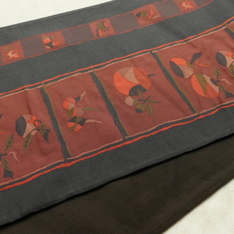 袋帯 古今絵巻 六通柄 一般用 正絹 その他の柄 リサイクル帯 帯 モダン おしゃれ グレー_画像12