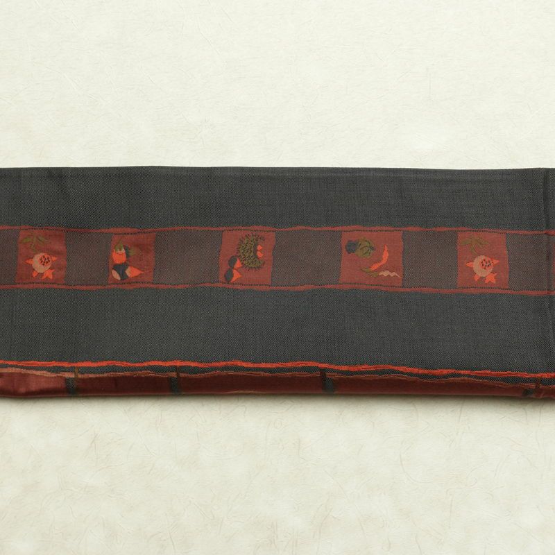 袋帯 古今絵巻 六通柄 一般用 正絹 その他の柄 リサイクル帯 帯 モダン おしゃれ グレー_画像15