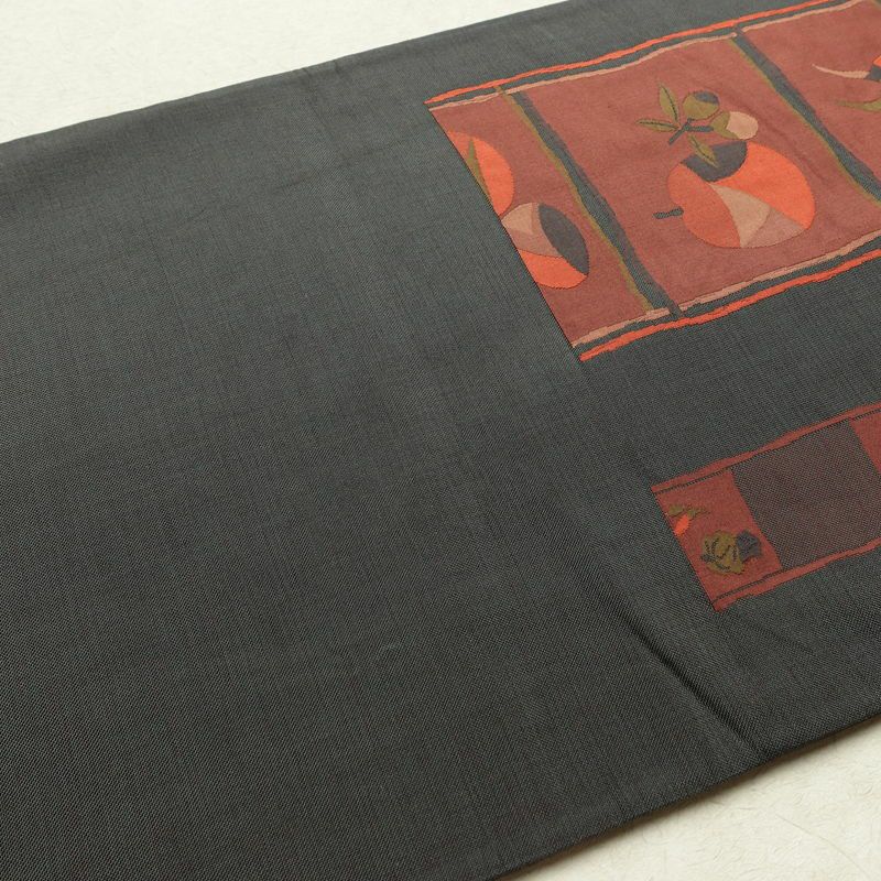 袋帯 古今絵巻 六通柄 一般用 正絹 その他の柄 リサイクル帯 帯 モダン おしゃれ グレー_画像17