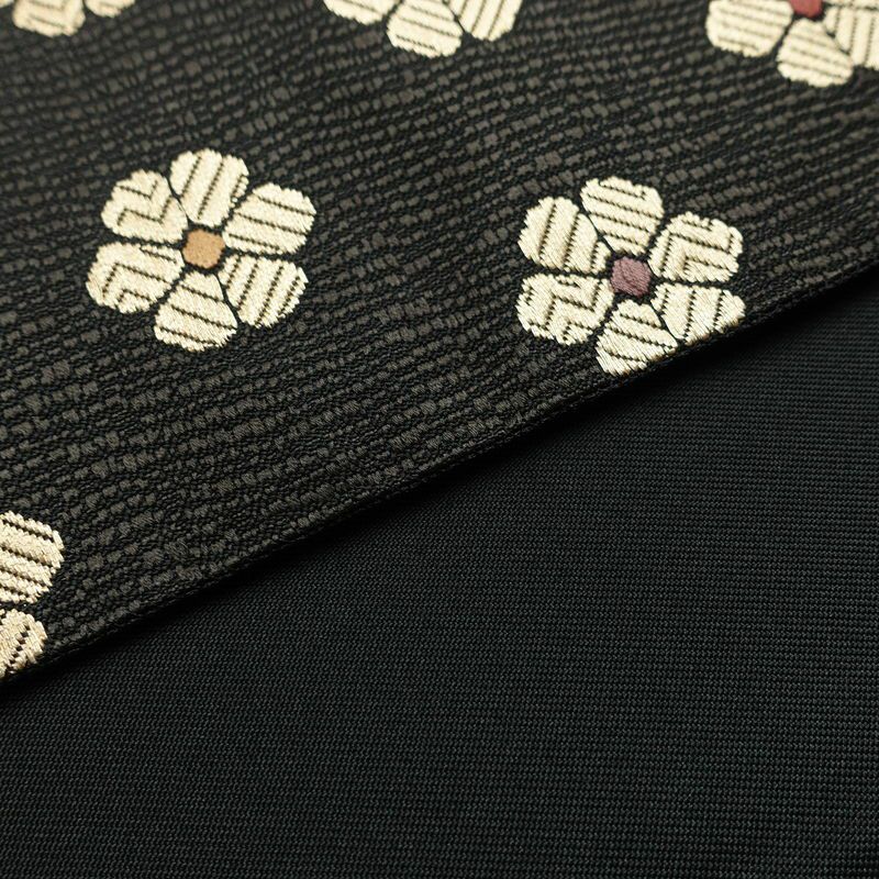 袋帯 六通柄 良品 一般用 正絹 花柄 リサイクル帯 帯 モダン 洒落 黒_画像10