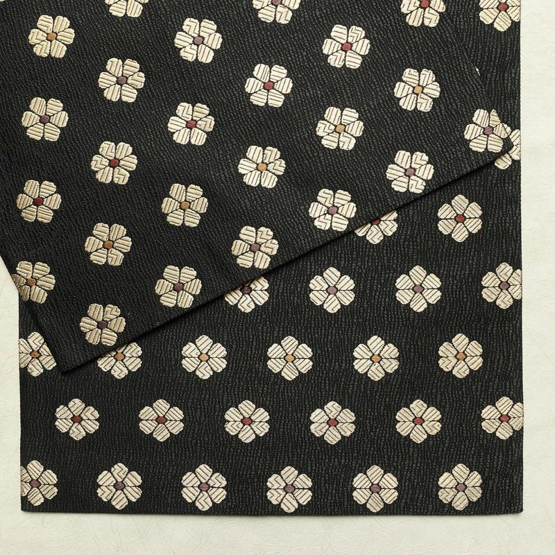袋帯 六通柄 良品 一般用 正絹 花柄 リサイクル帯 帯 モダン 洒落 黒_画像11