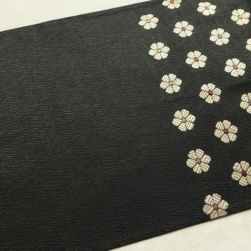 袋帯 六通柄 良品 一般用 正絹 花柄 リサイクル帯 帯 モダン 洒落 黒_画像14