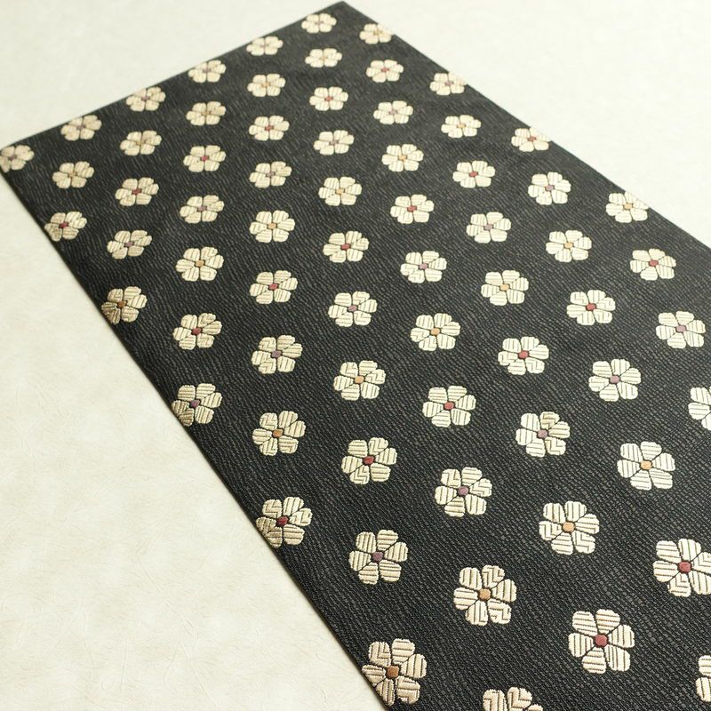 袋帯 六通柄 良品 一般用 正絹 花柄 リサイクル帯 帯 モダン 洒落 黒_画像15