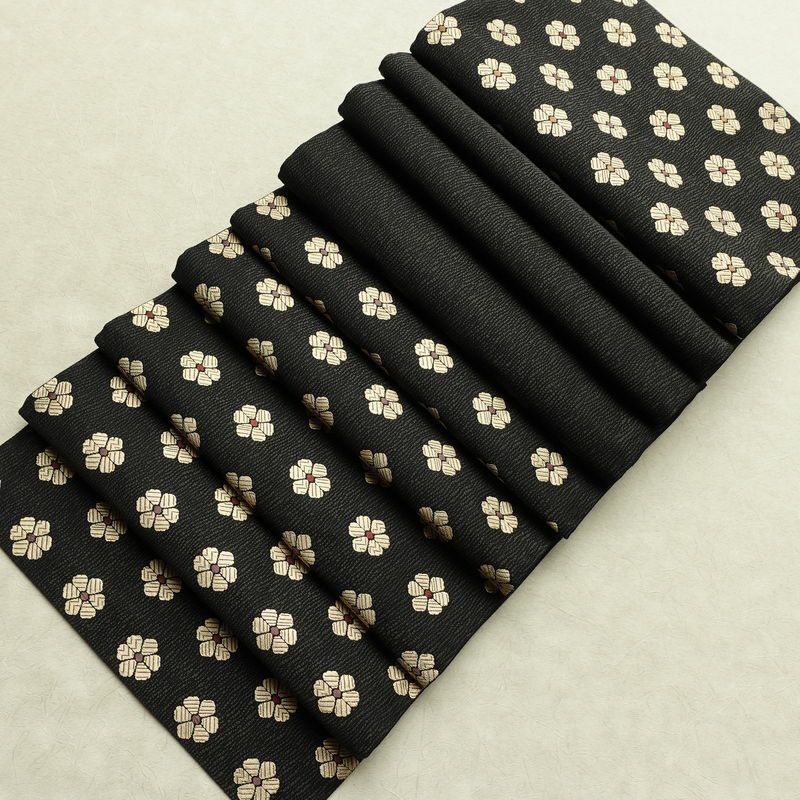 袋帯 六通柄 良品 一般用 正絹 花柄 リサイクル帯 帯 モダン 洒落 黒_画像16