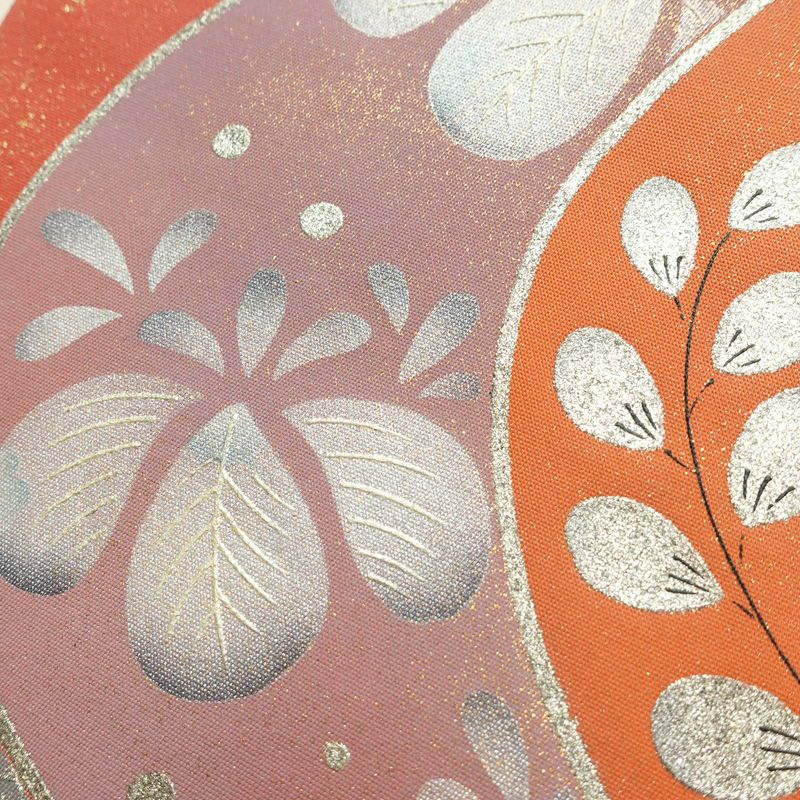 名古屋帯 太鼓柄 正絹 花柄 通し仕立て なごや帯 リサイクル帯 帯 刺繍 箔 ピンク_画像7