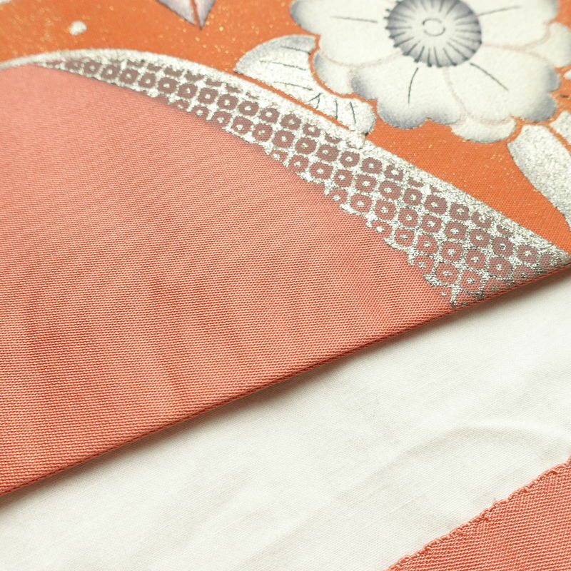 名古屋帯 太鼓柄 正絹 花柄 通し仕立て なごや帯 リサイクル帯 帯 刺繍 箔 ピンク_画像14