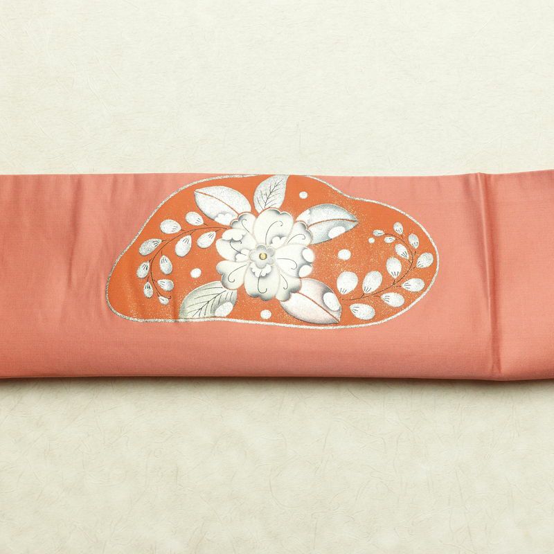 名古屋帯 太鼓柄 正絹 花柄 通し仕立て なごや帯 リサイクル帯 帯 刺繍 箔 ピンク_画像16