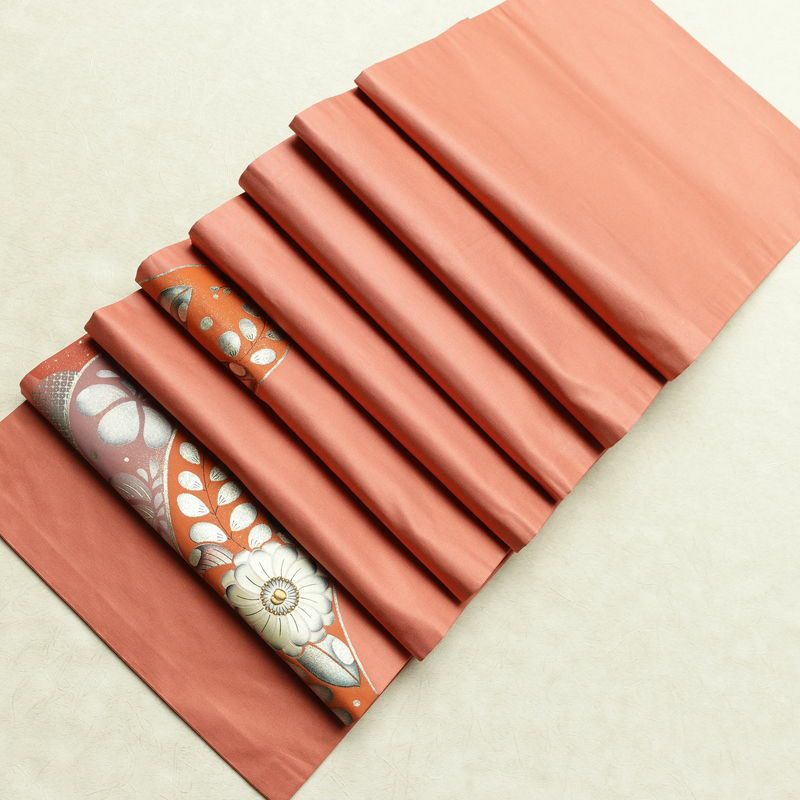 名古屋帯 太鼓柄 正絹 花柄 通し仕立て なごや帯 リサイクル帯 帯 刺繍 箔 ピンク_画像19