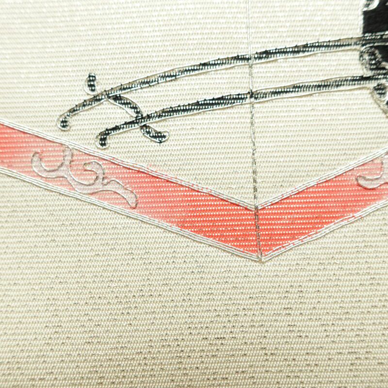 名古屋帯 太鼓柄 正絹 古典柄 名古屋仕立て なごや帯 リサイクル帯 帯 菊 白_画像7