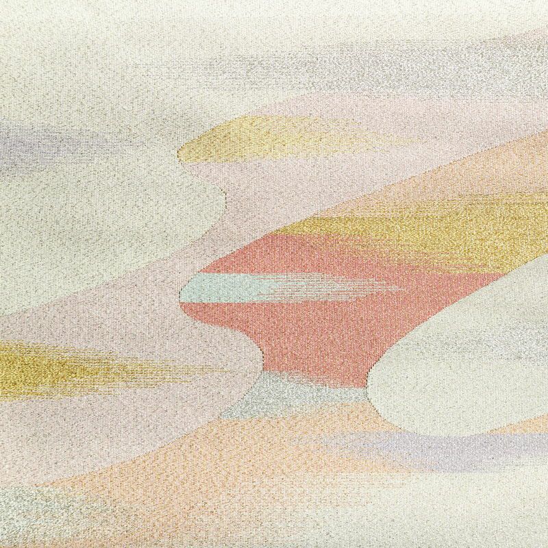 名古屋帯 太鼓柄 つづれ織 正絹 流水・波柄 松葉仕立て なごや帯 リサイクル帯 帯 シンプル 金・銀_画像2