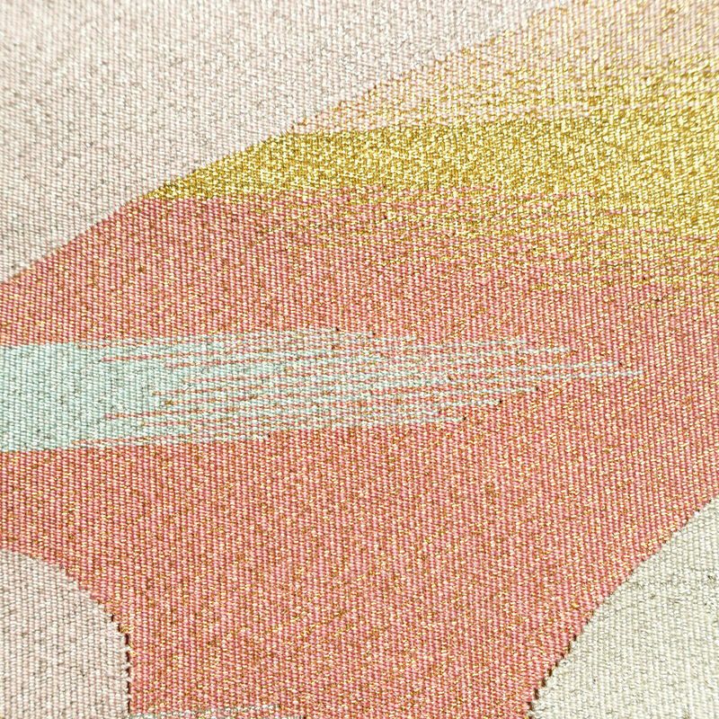 名古屋帯 太鼓柄 つづれ織 正絹 流水・波柄 松葉仕立て なごや帯 リサイクル帯 帯 シンプル 金・銀_画像3