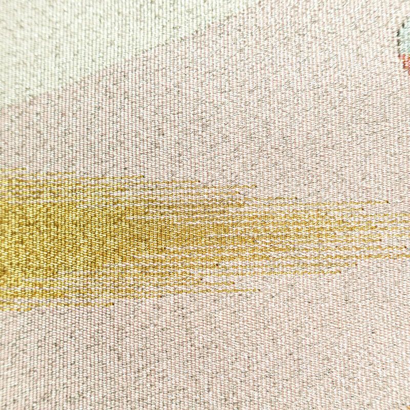 名古屋帯 太鼓柄 つづれ織 正絹 流水・波柄 松葉仕立て なごや帯 リサイクル帯 帯 シンプル 金・銀_画像6