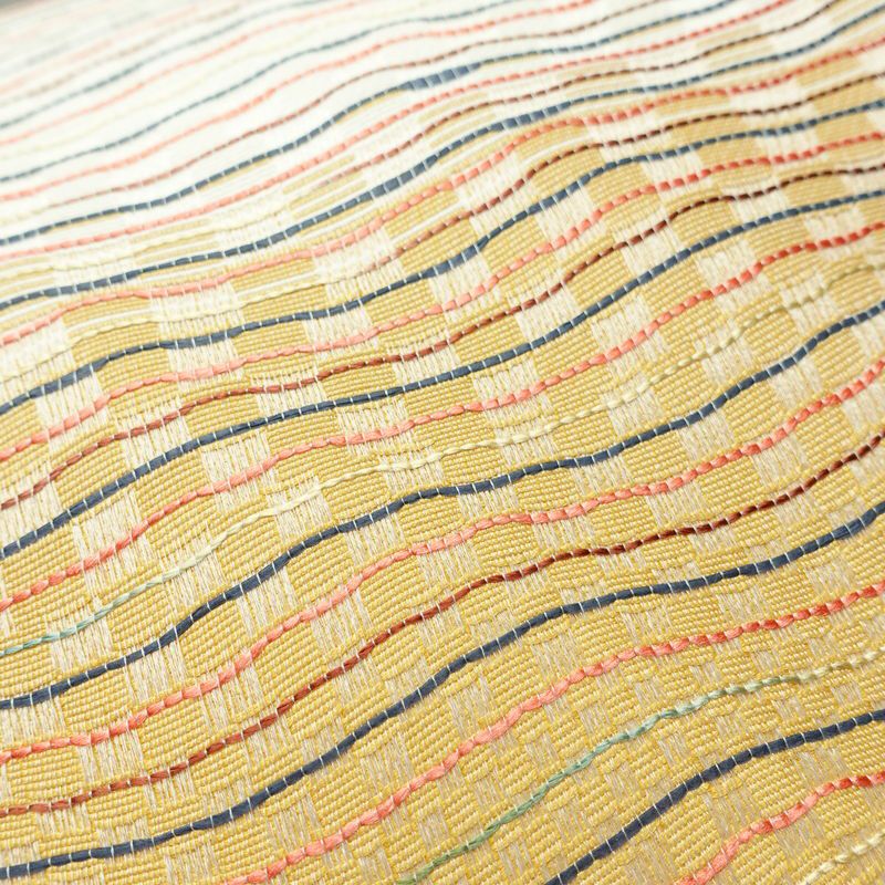 袋帯 市楽波筬織 六通柄 美品 一般用 正絹 縞柄・線柄 リサイクル帯 帯 洒落 多色使い_画像4