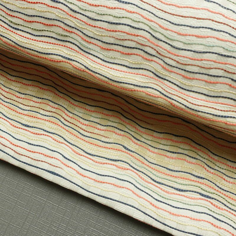 袋帯 市楽波筬織 六通柄 美品 一般用 正絹 縞柄・線柄 リサイクル帯 帯 洒落 多色使い_画像7