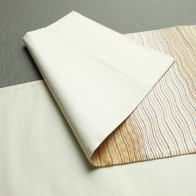 袋帯 市楽波筬織 六通柄 美品 一般用 正絹 縞柄・線柄 リサイクル帯 帯 洒落 多色使い_画像9