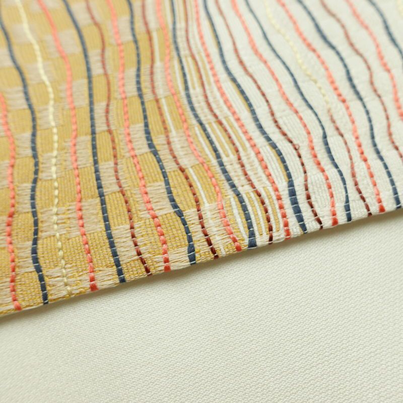 袋帯 市楽波筬織 六通柄 美品 一般用 正絹 縞柄・線柄 リサイクル帯 帯 洒落 多色使い_画像12