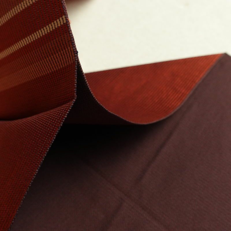 名古屋帯 六通柄 正絹 縞柄・線柄 松葉仕立て なごや帯 リサイクル帯 帯 モダン 茶_画像16