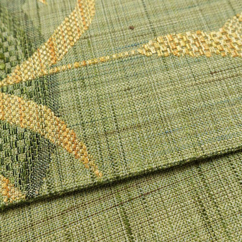 名古屋帯 六通柄 美品 正絹 木の葉・植物柄 通し仕立て なごや帯 リサイクル帯 帯 紬地 緑・うぐいす色_画像13