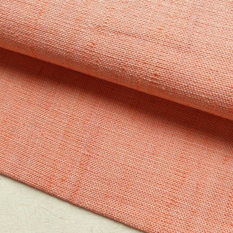 名古屋帯 全通柄 美品 正絹 無地 松葉仕立て なごや帯 リサイクル帯 帯 シンプル 紬地 ピンク_画像6