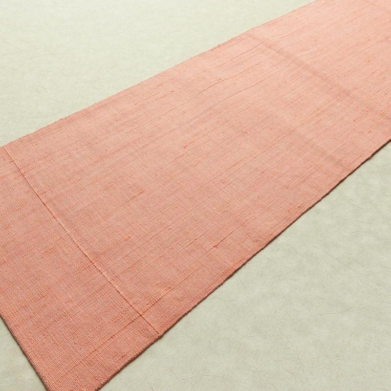 名古屋帯 全通柄 美品 正絹 無地 松葉仕立て なごや帯 リサイクル帯 帯 シンプル 紬地 ピンク_画像7