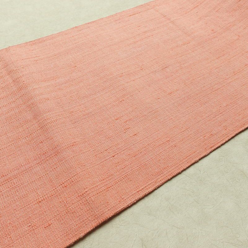 名古屋帯 全通柄 美品 正絹 無地 松葉仕立て なごや帯 リサイクル帯 帯 シンプル 紬地 ピンク_画像10