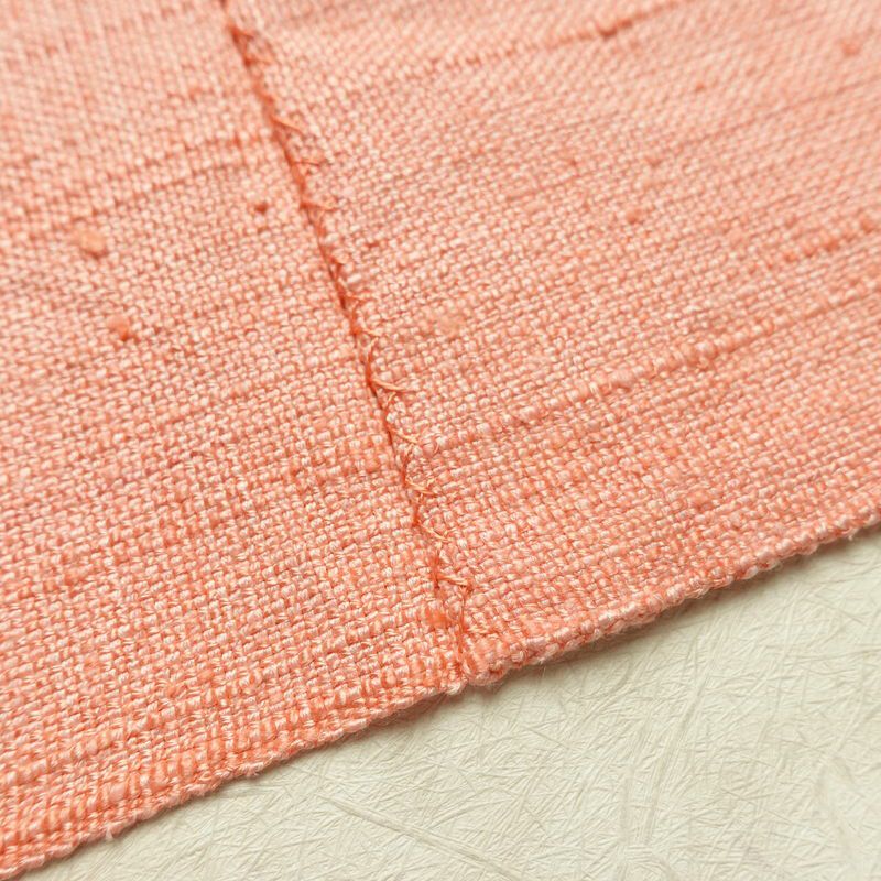 名古屋帯 全通柄 美品 正絹 無地 松葉仕立て なごや帯 リサイクル帯 帯 シンプル 紬地 ピンク_画像16