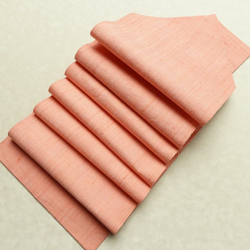 名古屋帯 全通柄 美品 正絹 無地 松葉仕立て なごや帯 リサイクル帯 帯 シンプル 紬地 ピンク_画像17