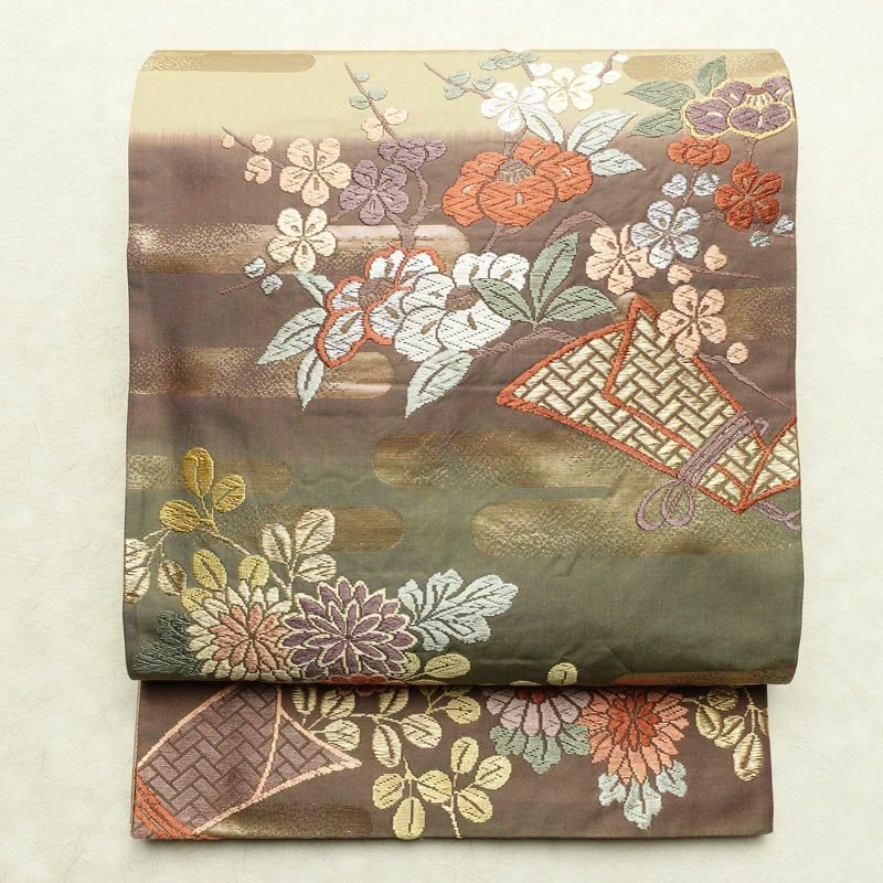 袋帯 六通柄 フォーマル用 正絹 花柄 リサイクル帯 帯 箔 入学式 卒業式 結婚式 七五三 お宮参り 菊 多色使い_画像1