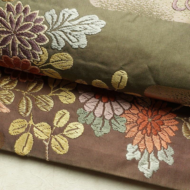 袋帯 六通柄 フォーマル用 正絹 花柄 リサイクル帯 帯 箔 入学式 卒業式 結婚式 七五三 お宮参り 菊 多色使い_画像7