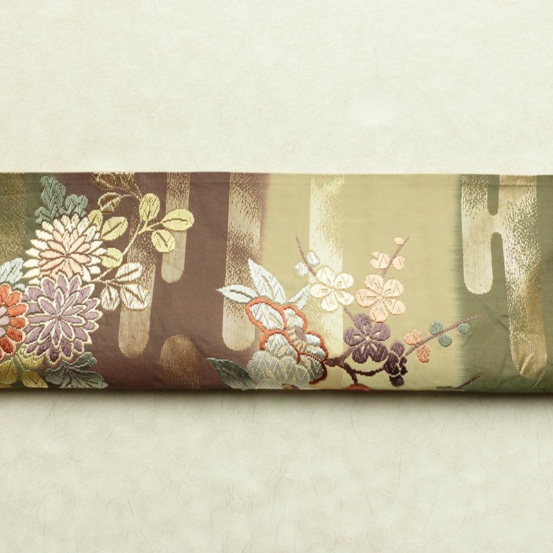 袋帯 六通柄 フォーマル用 正絹 花柄 リサイクル帯 帯 箔 入学式 卒業式 結婚式 七五三 お宮参り 菊 多色使い_画像14