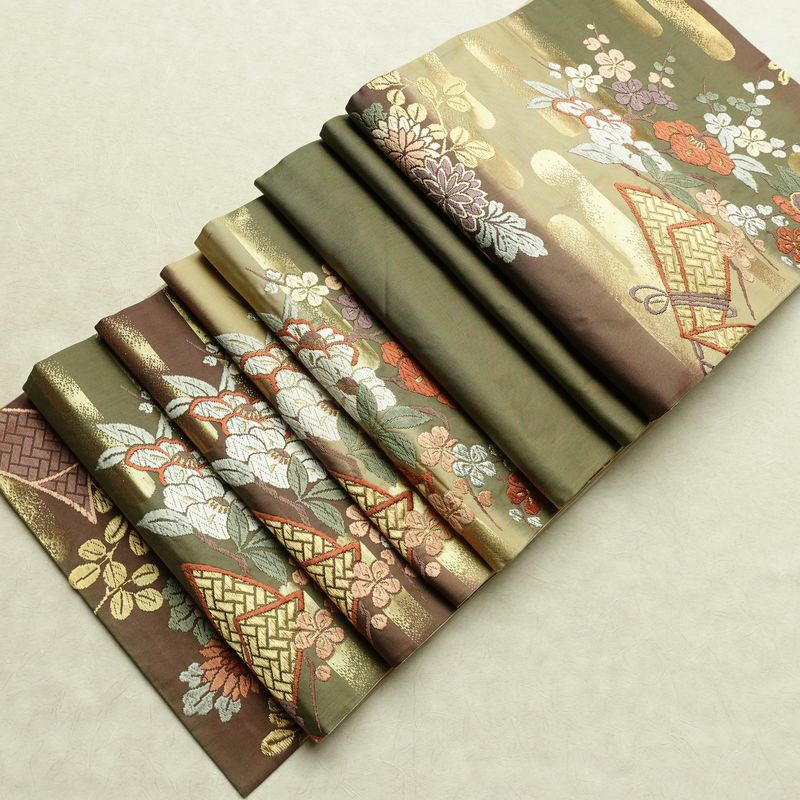 袋帯 六通柄 フォーマル用 正絹 花柄 リサイクル帯 帯 箔 入学式 卒業式 結婚式 七五三 お宮参り 菊 多色使い_画像19