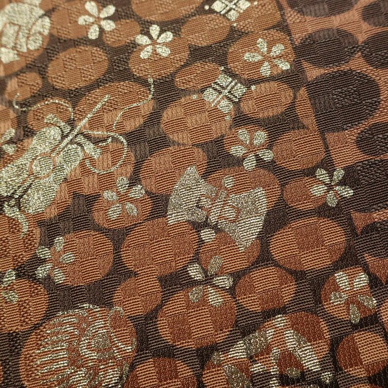 袋帯 六通柄 良品 フォーマル用 正絹 古典柄 リサイクル帯 帯 箔 パーティー モダン 茶_画像6